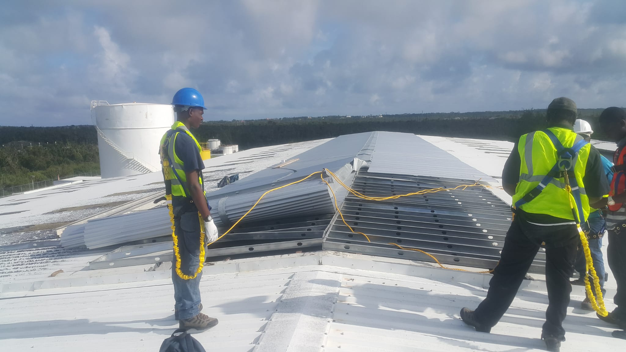 Commercial roofing work underway